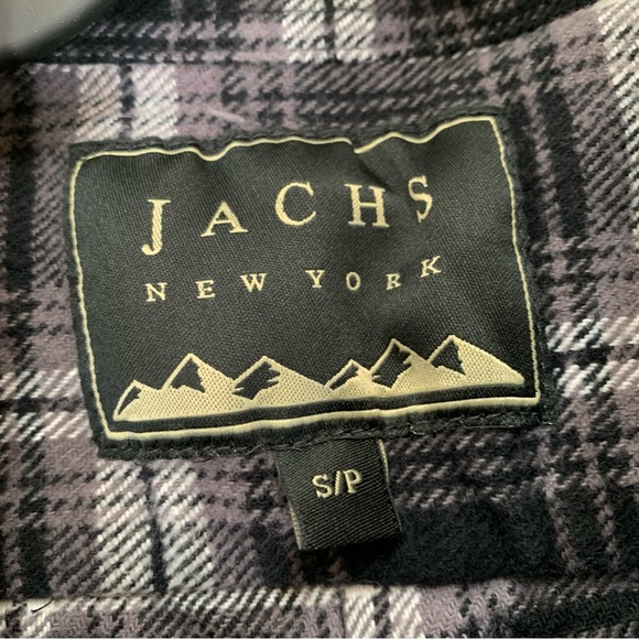 Jachs New York Flannel Shirt Mens Small Black White Plaid Girlfriend Unisex - Picture 7 of 9